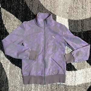 Puma Women's Medium Purple And Grey Kaleidoscope Full Zip Sweatshirt Cotton